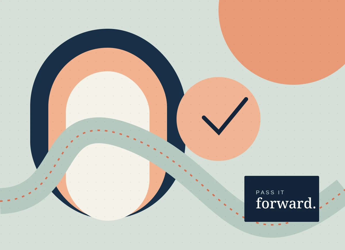 Original editorial illustration with an open arch and a path moving forward.